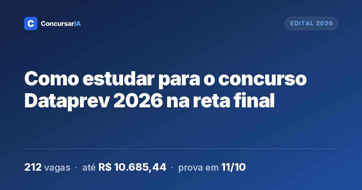 Como estudar para o concurso Dataprev 2026 na reta final