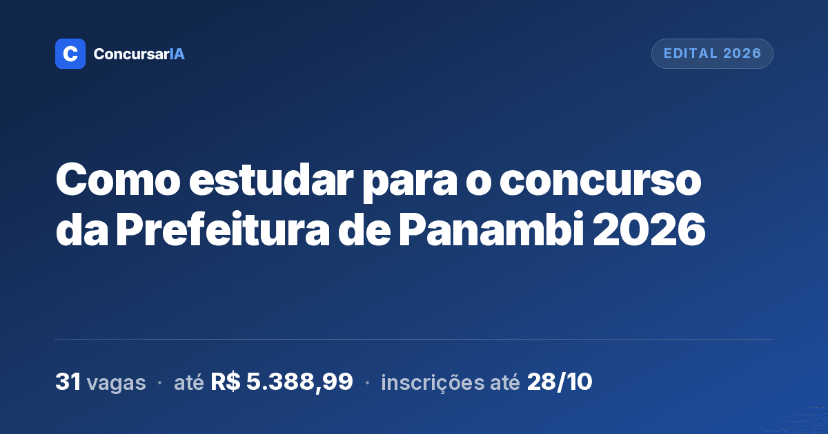Como estudar para o concurso da Prefeitura de Panambi 2026