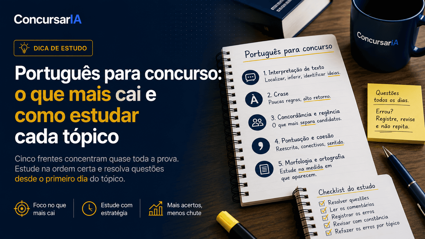 Português para concurso: o que mais cai e como estudar cada tópico