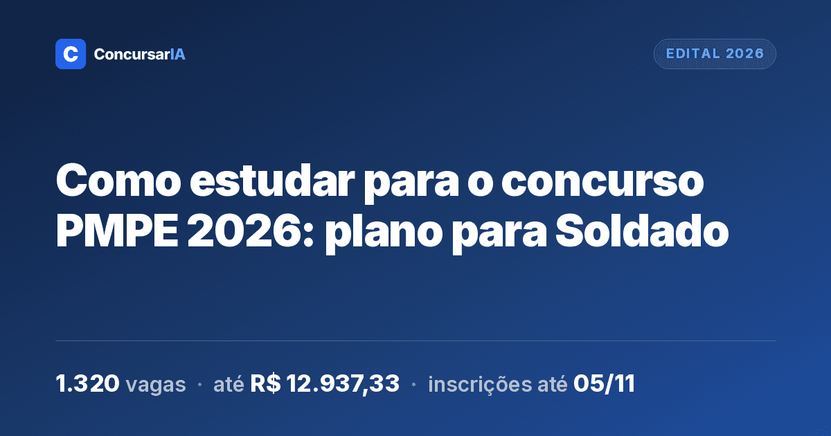Como estudar para o concurso PMPE 2026: plano para Soldado