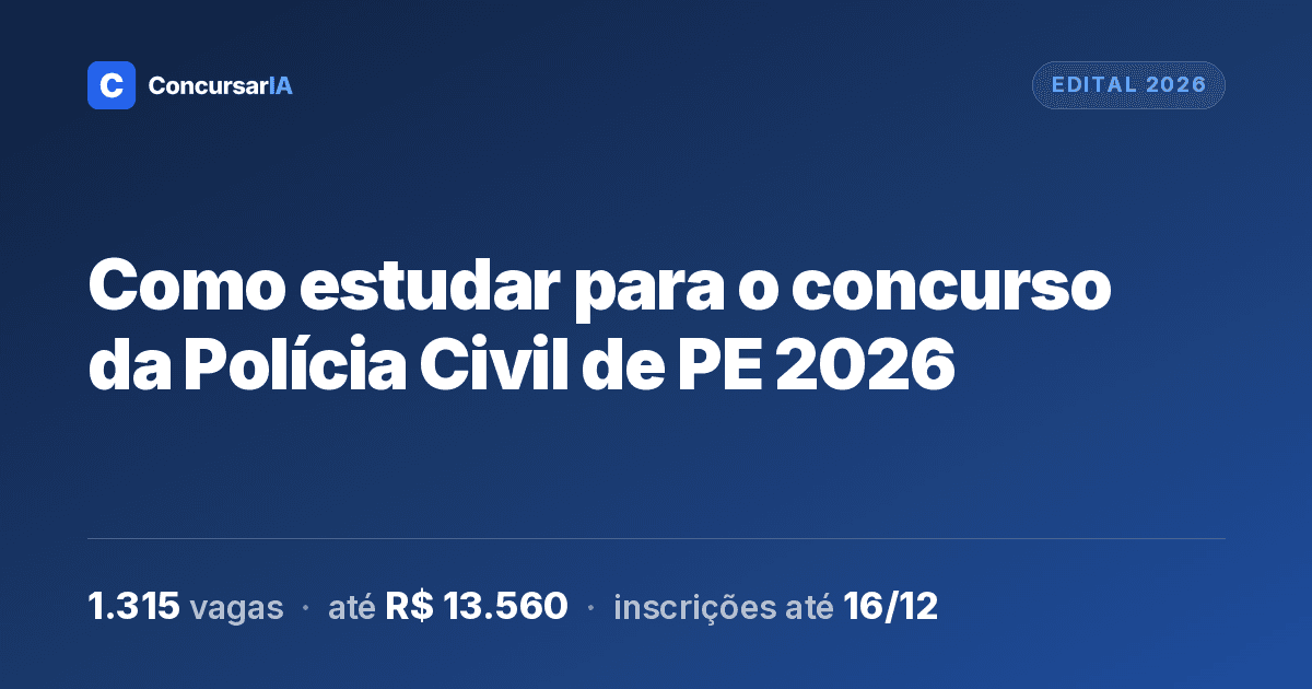 Como estudar para o concurso da Polícia Civil de PE 2026