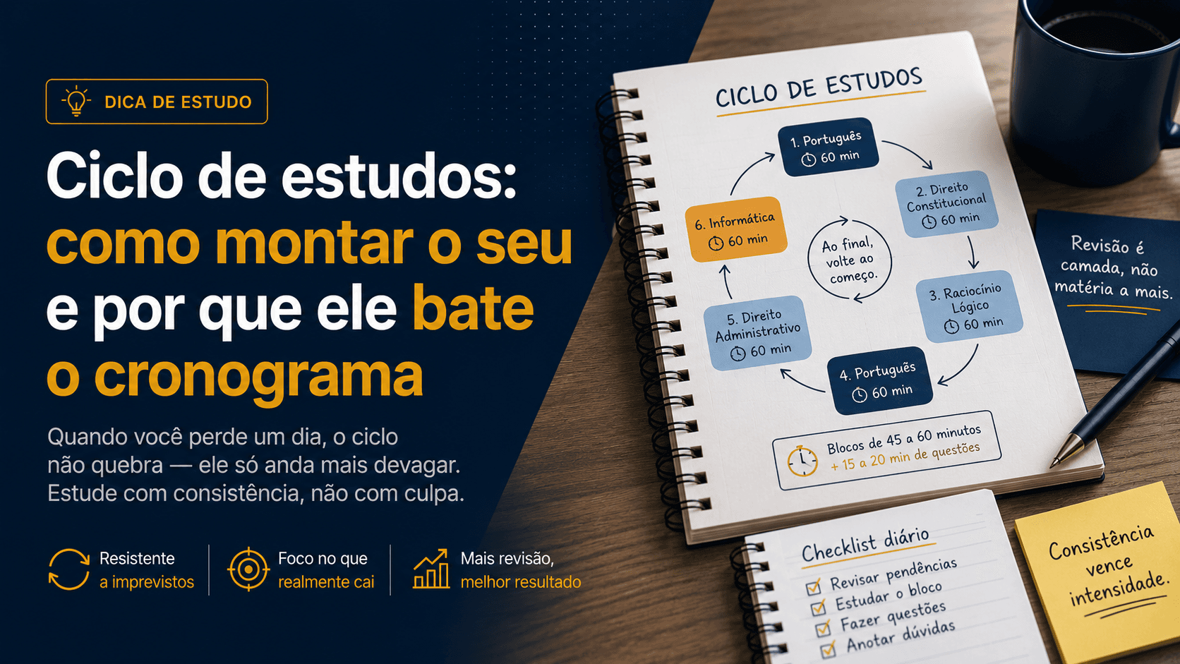 Ciclo de estudos: como montar o seu e por que ele bate o cronograma