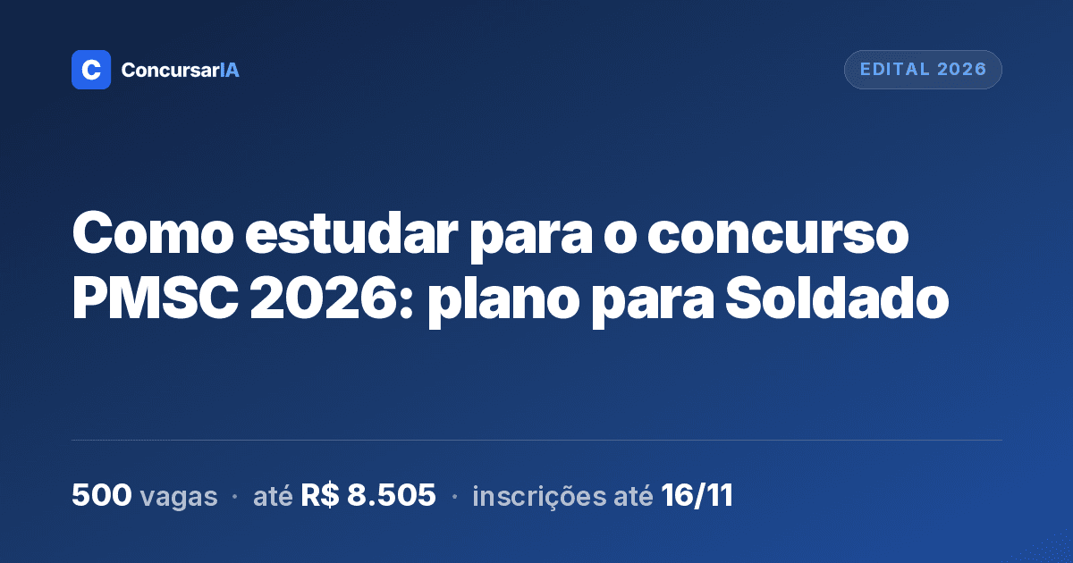 Como estudar para o concurso PMSC 2026: plano para Soldado