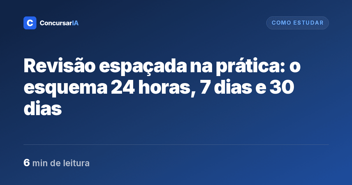Revisão espaçada na prática: o esquema 24 horas, 7 dias e 30 dias