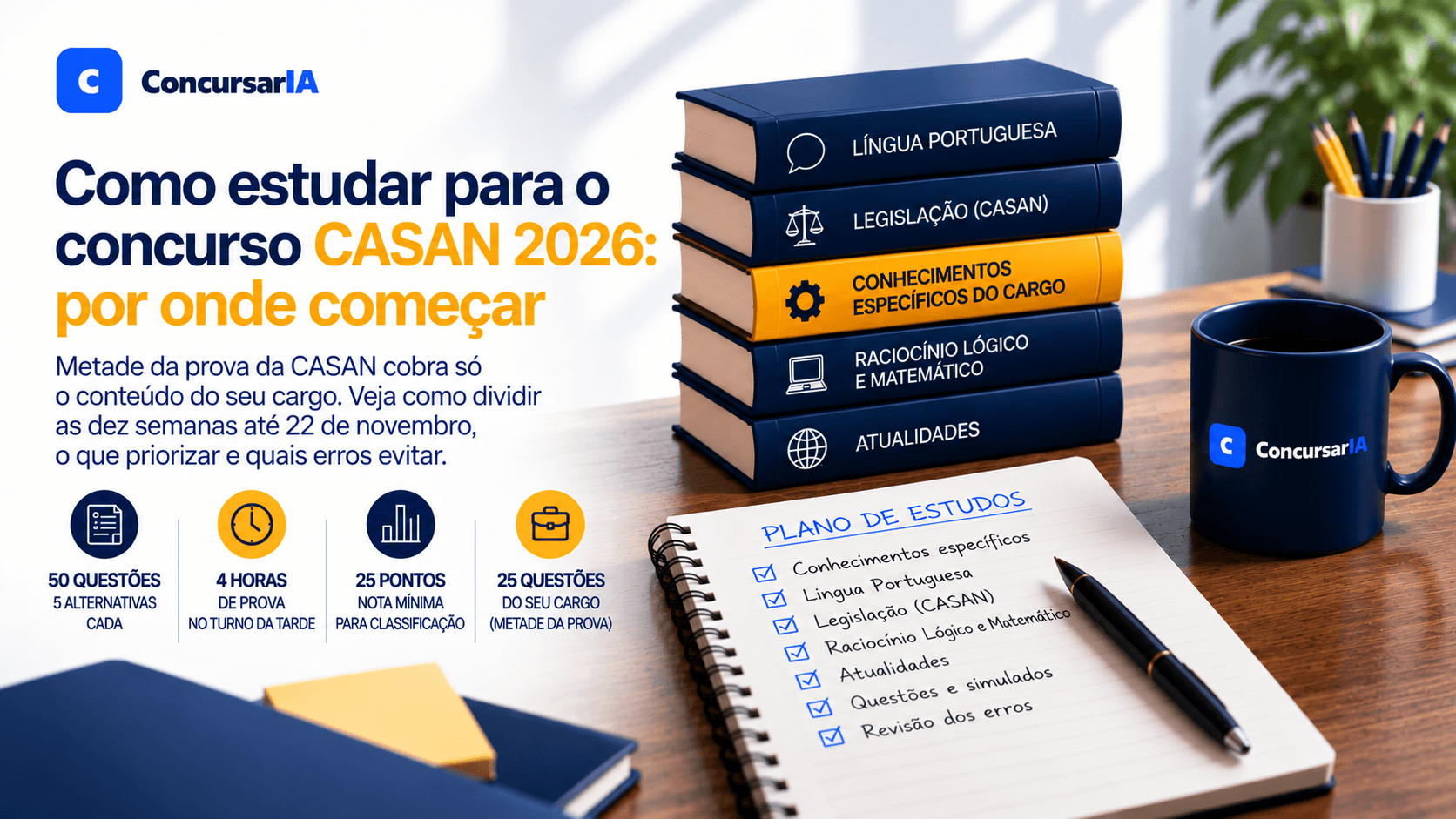 Como estudar para o concurso CASAN 2026: por onde começar