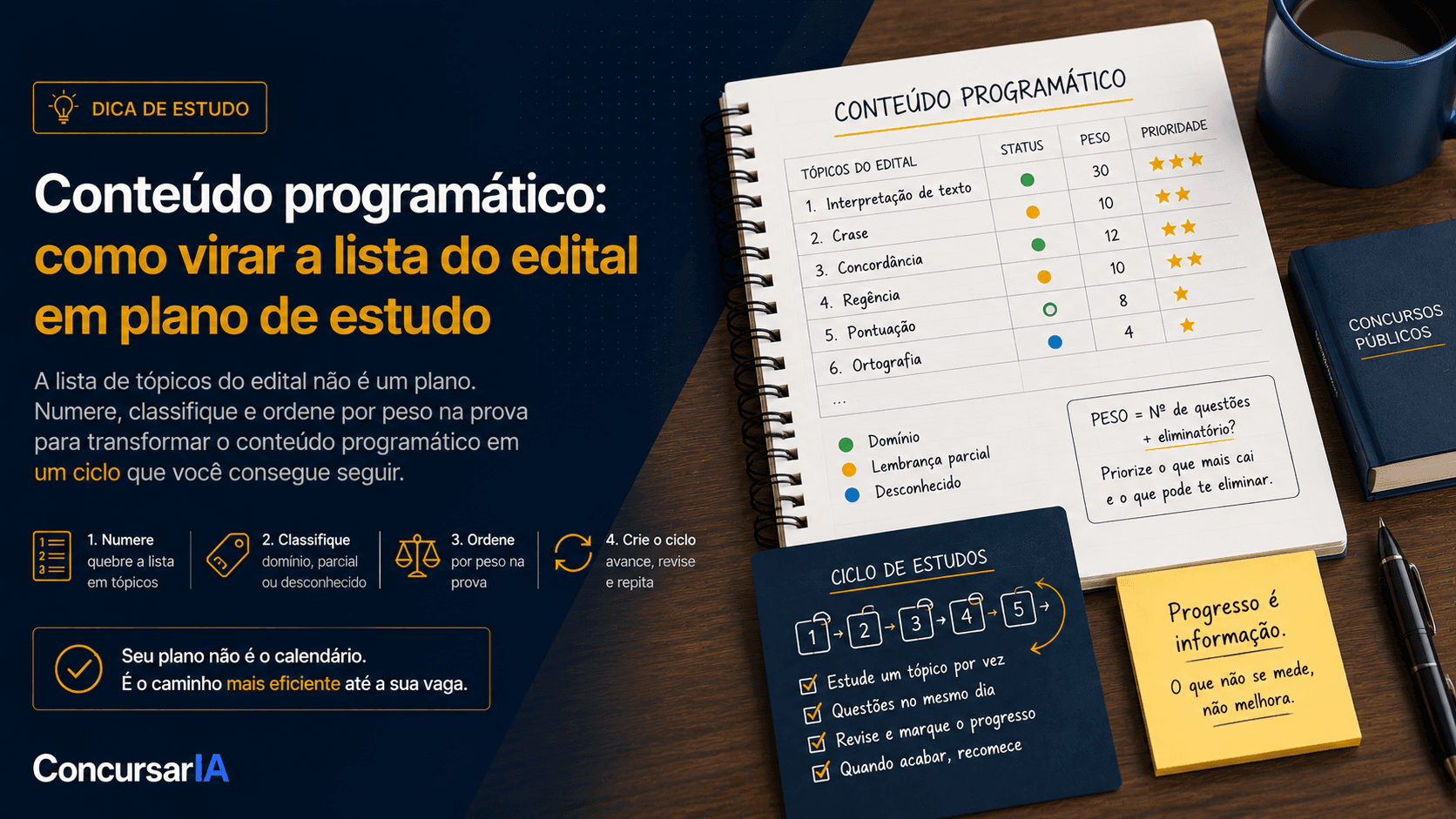 Conteúdo programático: como virar a lista do edital em plano de estudo