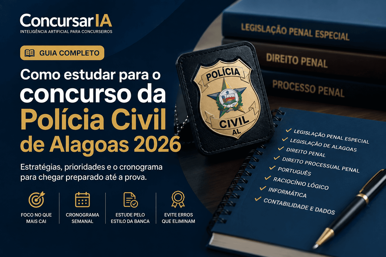 Como estudar para o concurso da Polícia Civil de Alagoas 2026