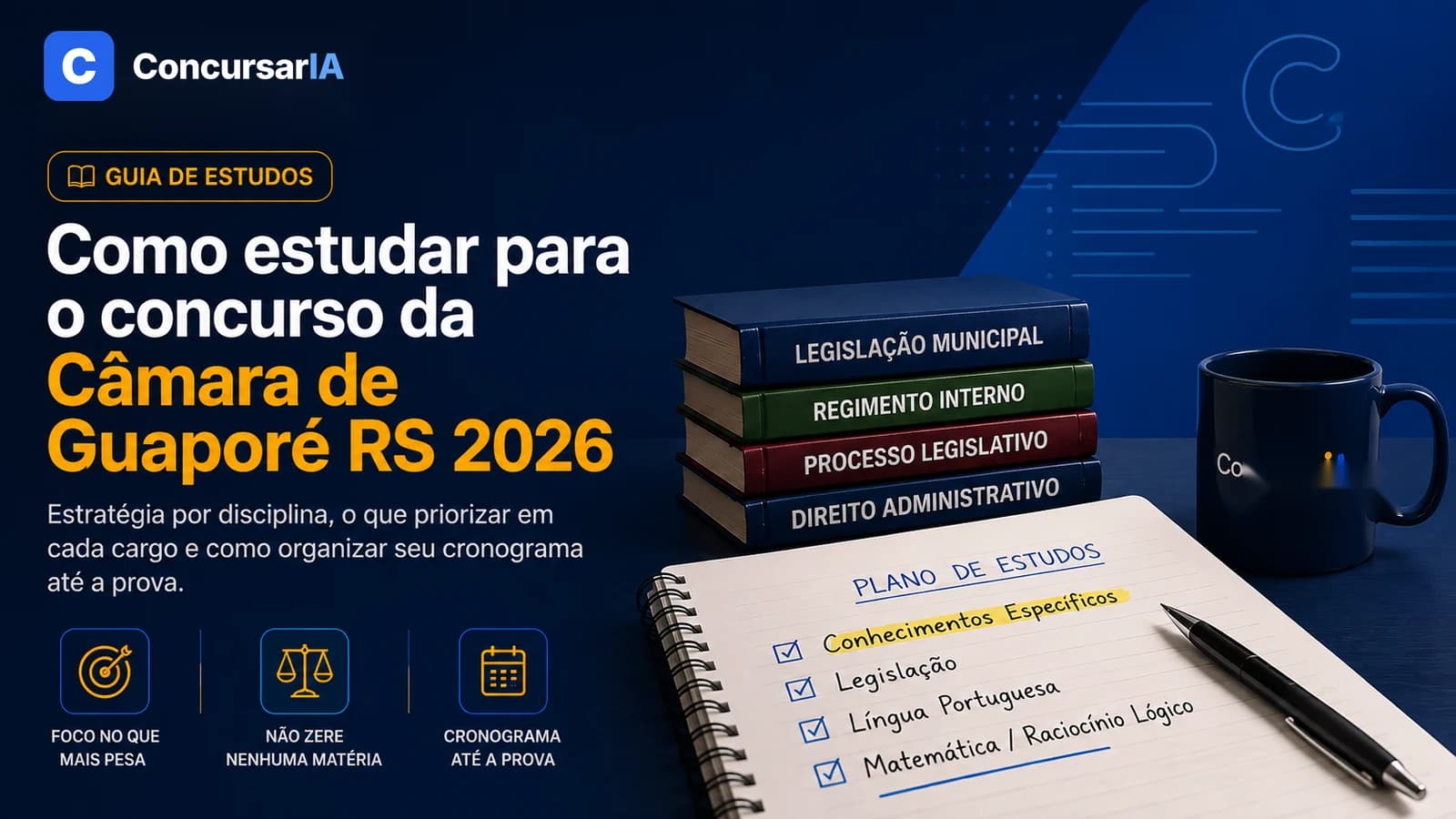 Como estudar para o concurso da Câmara de Guaporé RS 2026