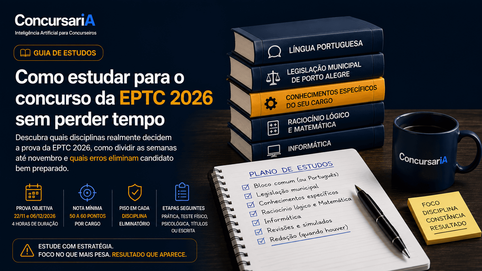 Como estudar para o concurso da EPTC 2026 sem perder tempo